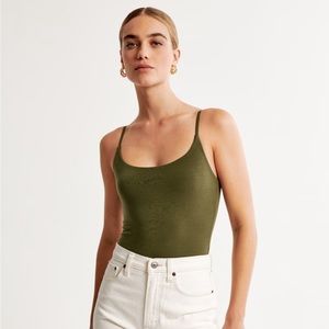 Abercrombie Cotton Seamless Fabric Cami Bodysuit - Olive
